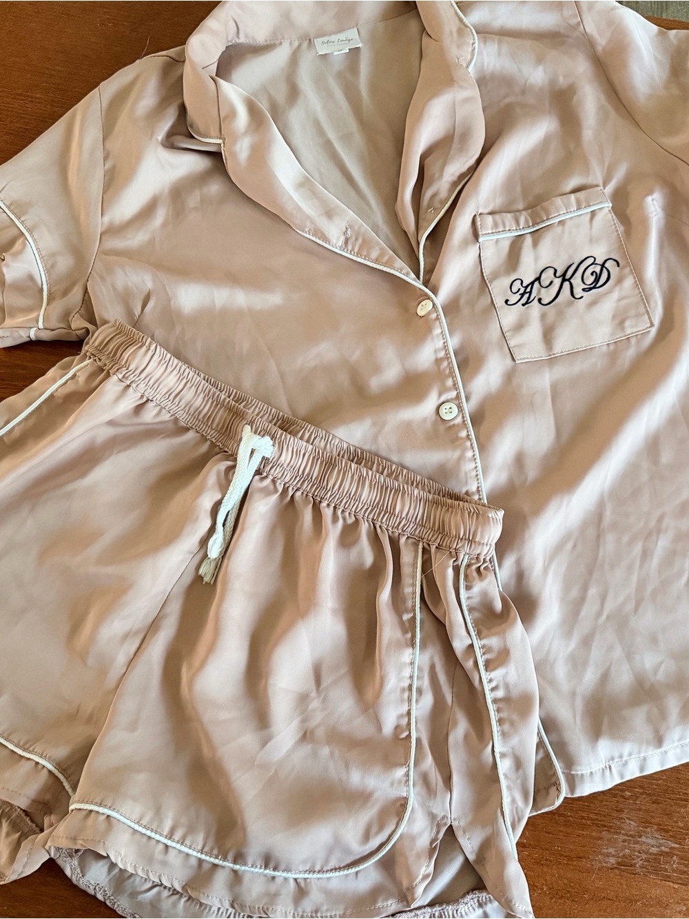 Seline Lounge Satin Loungewear Top in Dusty Rose